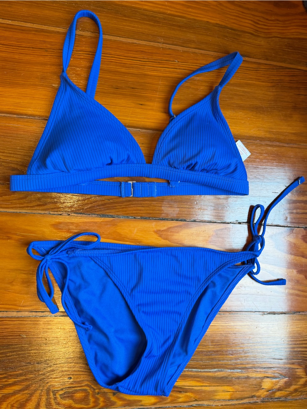 Xhilaration Blue Women's Ribbed Triangle Bikini Set